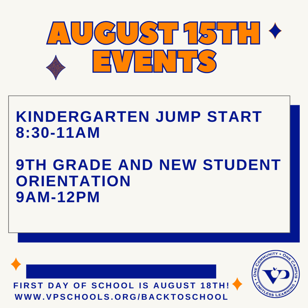 📅 Tomorrow’s a big day for our newest Hawks!  ✨ Kindergarten Jump Start 🕣 8:30–11 AM  🦅 9th Grade & New Student Orientation 🕘 9 AM–12 PM  We can’t wait to welcome you, show you around, and help you start the year with confidence. Let’s make your first day at Valley Park unforgettable! 💙🧡 #VPPride #LimitlessLearning