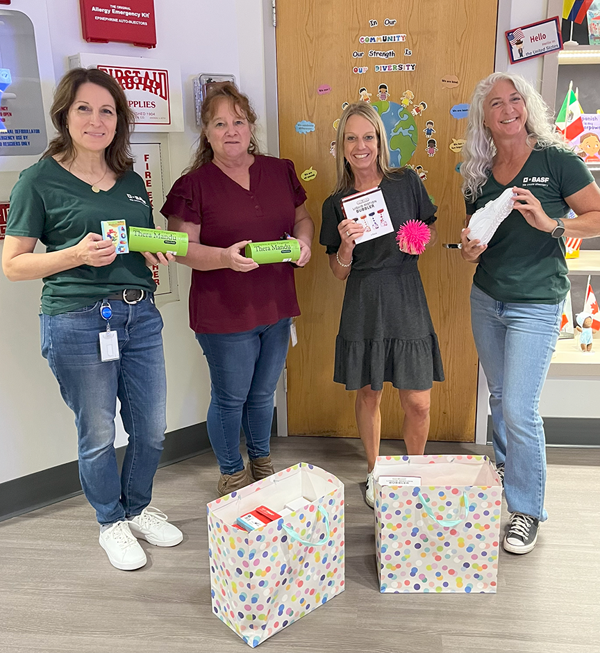 Huge thanks to our community partners at BASF for their generosity! 💙🧡 Their $500 donation provided PE shoes for students and calming “safe spot” items for classrooms. We’re so grateful for their continued support! #OneCommunity #VPPride