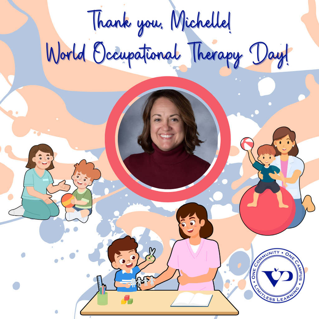 💙🙌 A huge thank you to Michelle, our incredible Occupational Therapist, in honor of World Occupational Therapy Day! Your care, creativity, and dedication help students build confidence and independence every single day. We’re so grateful for all you do! 💙🧡 #VPPride #LimitlessLearning #WorldOTDay