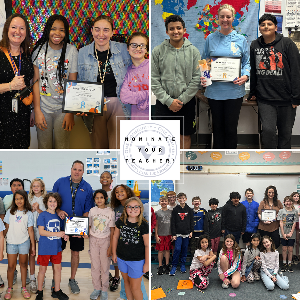 Nominate a teacher who is making a difference in students' lives. Let's unite to celebrate, appreciate, and elevate our VPSD faculty! Parents, students and families please take the time to nominate a special teacher! www.vpschools.org/tpt #TeacherProudTuesdays