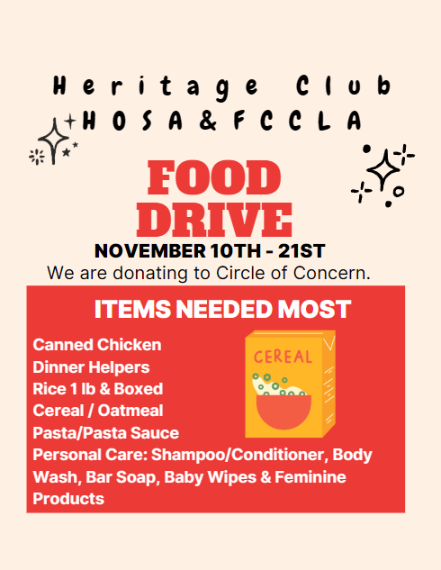 FCCLA, HOSA, and Heritage Club are excited to announce the launch of our district-wide Food Drive, which runs through November 21. Schools are encouraged to turn up the excitement with friendly competitions. Each school will receive a collection box. Let’s work together to make a big impact! #VPPride