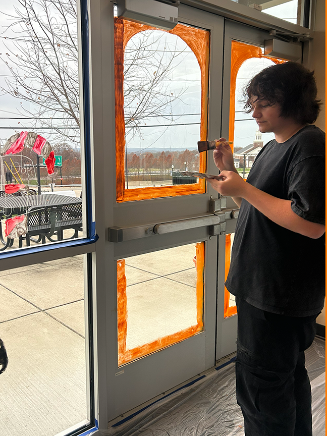 ❄️🎨 Our Art II & Printmaking students took their creativity on the road, painting a Winter Wonderland on the windows at Twin Oaks City Hall! A fun way to share their talent and spread some seasonal magic. 💙🧡 #VPPride #OneCommunity