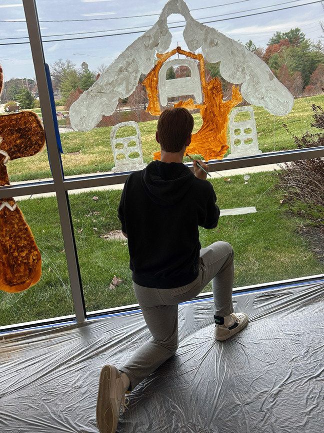 ❄️🎨 Our Art II & Printmaking students took their creativity on the road, painting a Winter Wonderland on the windows at Twin Oaks City Hall! A fun way to share their talent and spread some seasonal magic. 💙🧡 #VPPride #OneCommunity