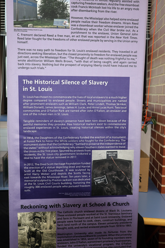 The History of Slavery in St. Louis and Missouri traveling exhibit, created by the National Park Service’s Ulysses S. Grant National Historic Site, helps students explore local history and how it fits into the broader story of our nation. The exhibit looks at how historical events shaped our region and provides important context for understanding the past.  Mr. Keough learned about this exhibit while attending the Missouri Council for History Education Conference in St. Louis and brought the experience back to his Civil War class. Opportunities like this allow students to engage with history in a meaningful way, building knowledge, perspective, and critical thinking skills.