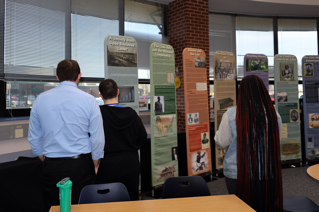 The History of Slavery in St. Louis and Missouri traveling exhibit, created by the National Park Service’s Ulysses S. Grant National Historic Site, helps students explore local history and how it fits into the broader story of our nation. The exhibit looks at how historical events shaped our region and provides important context for understanding the past.  Mr. Keough learned about this exhibit while attending the Missouri Council for History Education Conference in St. Louis and brought the experience back to his Civil War class. Opportunities like this allow students to engage with history in a meaningful way, building knowledge, perspective, and critical thinking skills.