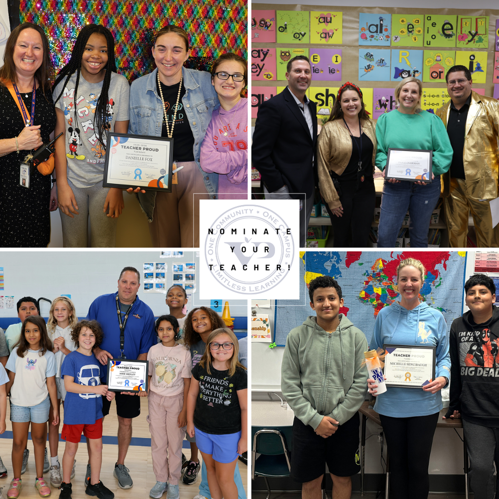 Nominate a teacher who is making a difference in students' lives. Let's unite to celebrate, appreciate, and elevate our VPSD faculty! Parents, students and families please take the time to nominate a special teacher! www.vpschools.org/tpt #TeacherProudTuesdays