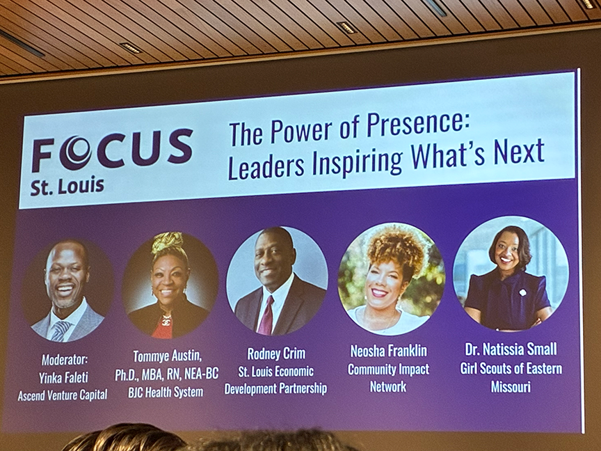 Proud of our students for attending The Power of Presence forum! 💬✨ They heard powerful leadership stories and explored how Black leaders are shaping a more inclusive St. Louis. Inspiring day of growth and reflection. #VPPride