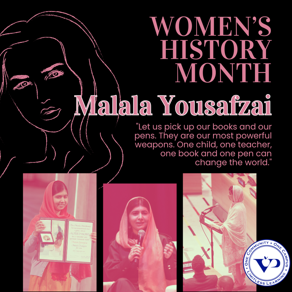 This Women’s History Month, we celebrate Malala Yousafzai 📚 Youngest Nobel Peace Prize laureate and global advocate for education. Her message is simple: every child deserves the chance to learn. #WomensHistoryMonth #VPPride