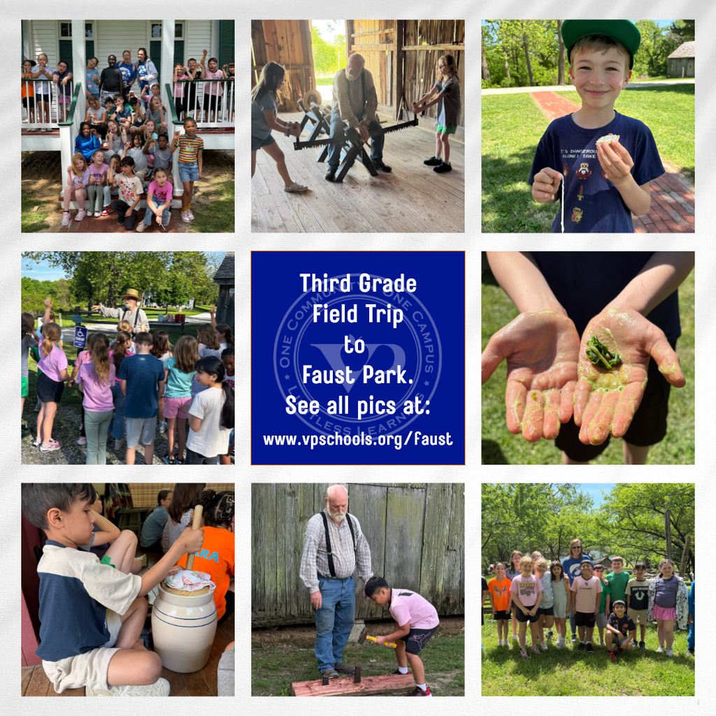 Our 3rd graders took a step back in time at Faust Park and brought their learning to life! 🦅💙🧡  From exploring the Thornhill Estate, home of Missouri’s 2nd Governor Frederick Bates, to rolling up their sleeves for hands-on activities, students experienced what life was really like in the 1800s. They made candles, churned butter (and tasted it!), sawed wood, ground corn and even washed their hands using soapwort.  This trip connected directly to what students have been learning in class, Missouri history and historical fiction came to life right in front of them. It’s one thing to read about the past… it’s another to live it for a day.  Student voices say it best: • “Washing hands with a leaf is pretty crazy!” – Mekhi P. • “I liked seeing the Bates’ house and learning about his life.” – Jane B. • “Making candles and eating the butter was the best!” – Gael C. • “It was fun to use the two-man saw and learn about history.” – Vera L.  Experiences like this help students connect learning across subjects and see history in a whole new way. #VPPride #OneCommunity #LimitlessLearning
