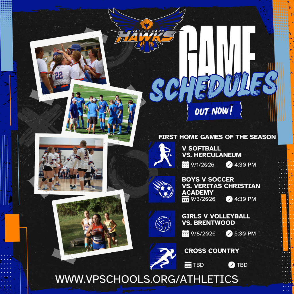 🍂 Fall sports are almost here! Join us at Valley Park this season to cheer on our Hawks and pack the stands. 🦅💙🧡 Schedules and game info: www.vpschools.org/athletics #VPPride #OneCommunity #LimitlessLearning