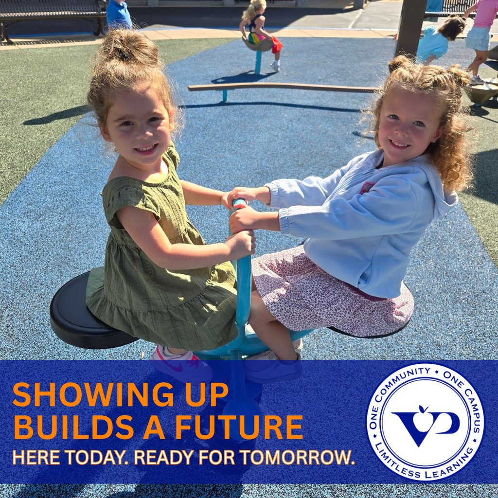 🏫 Here today. Ready for tomorrow.  Showing up builds knowledge, confidence, connections and habits for lifelong success. Missing just two days a month can add up to 18 days a year. Every day matters!  💙🧡🦅 #VPPride #AttendanceMatters