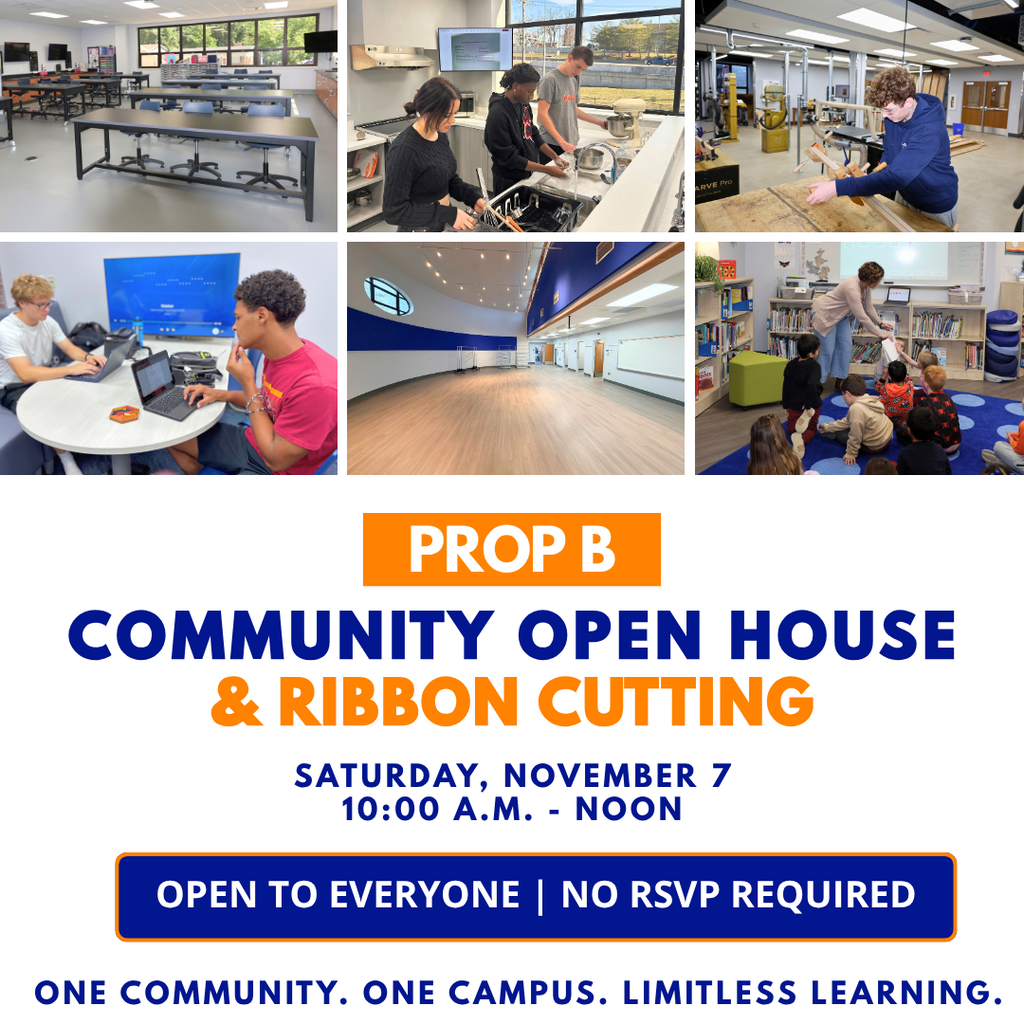 🏫 Come See the Transformation! 💙🧡  We can’t wait to welcome our community to the Prop B Community Open House & Ribbon Cutting on Saturday, November 7, from 10 a.m.–noon!  Come explore our campus and see firsthand the incredible improvements made possible through your support of Prop B. There’s so much to see and celebrate!  Your support made it possible. Now come see it for yourself!  📅 Saturday, November 7 ⏰ 10 a.m.–noon 📍 Valley Park School District No RSVP necessary. Just stop by!  #VPHawks #PropB #LimitlessLearning #VPPride