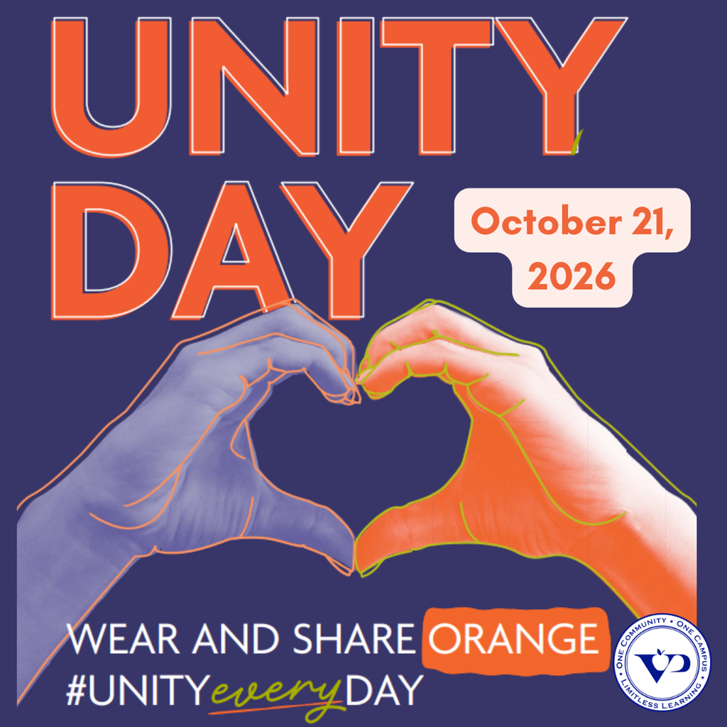 🧡 WEAR ORANGE FOR UNITY DAY! 🧡  Valley Park is coming together to stand against bullying and promote kindness, acceptance and inclusion!  Join us in wearing orange on Unity Day to show that everyone deserves to feel safe, valued and included.  Together, we can make a difference, one act of kindness at a time! 🧡  #UnityDay #VPHawks #VPPride #ChooseKindness