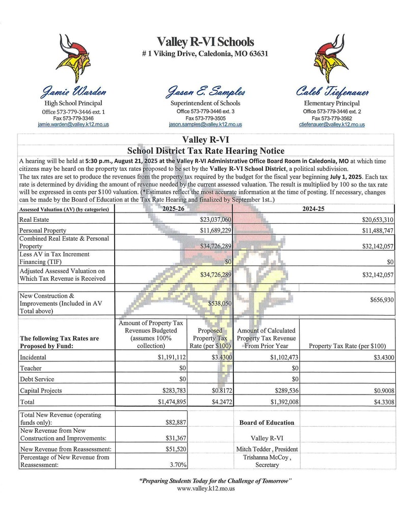 Tax Rate Hearing Notice