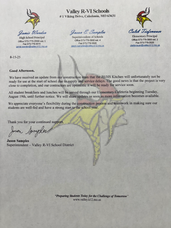 8-15-25 JH-HS Cafeteria Closure Communication