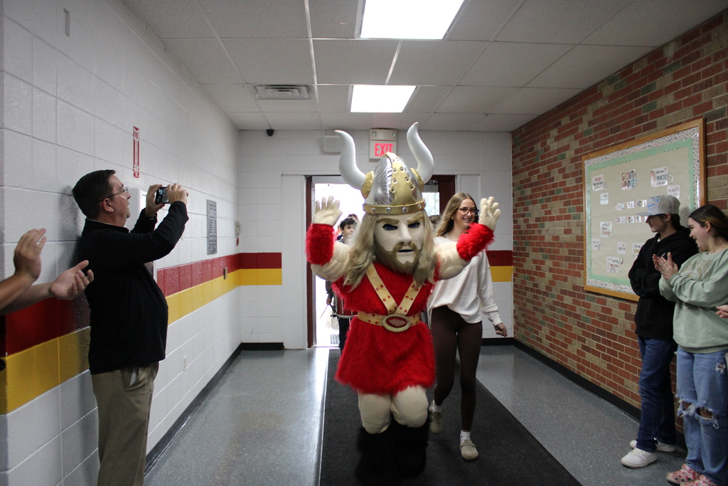 Mascot walking in the hallways