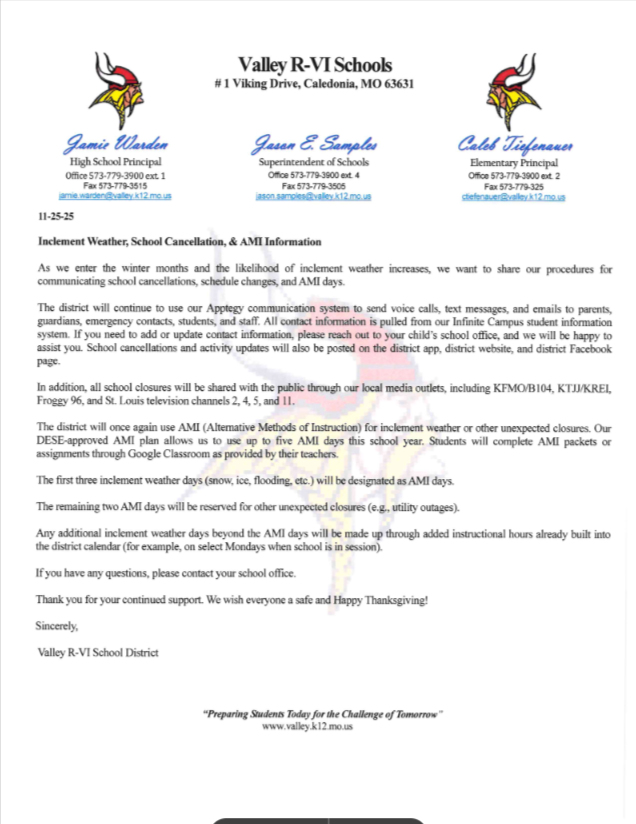 11-25-25 Inclement Weather - AMI Communication