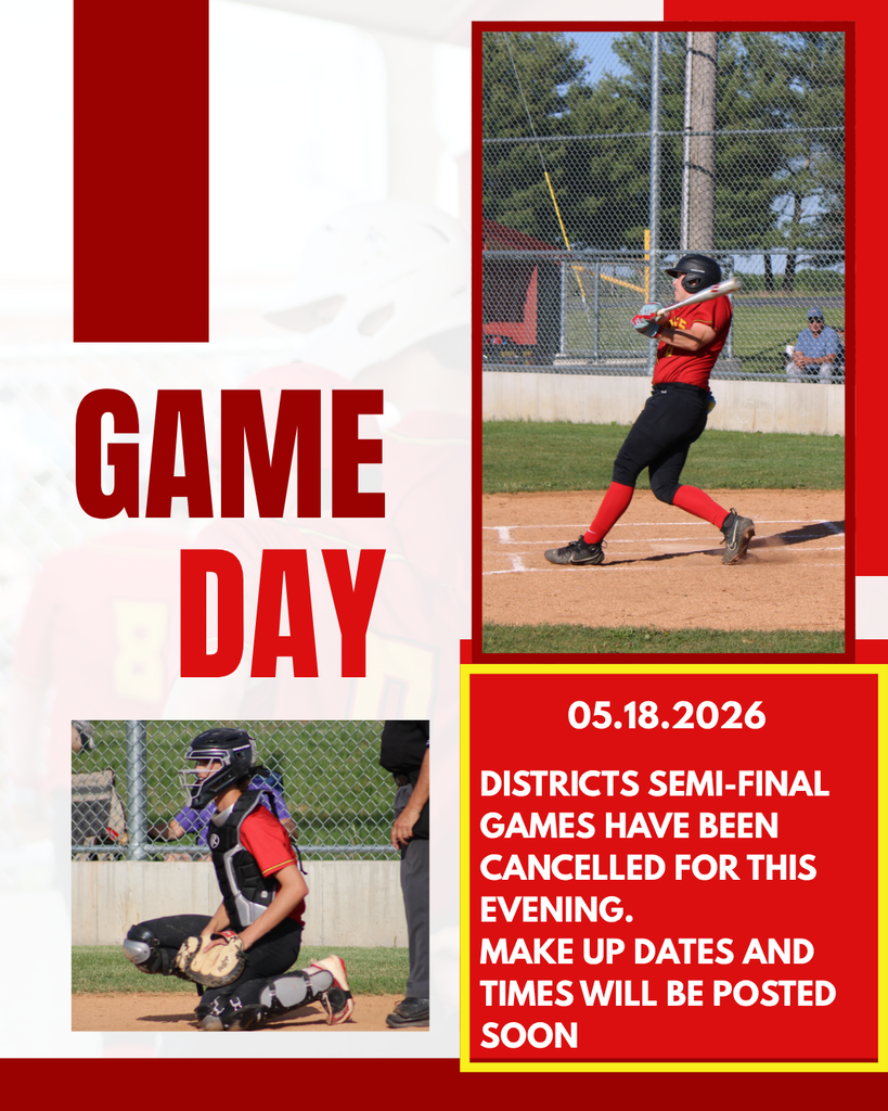 Districts Semi-Final games have been cancelled for this evening. make up dates and times will be posted soon