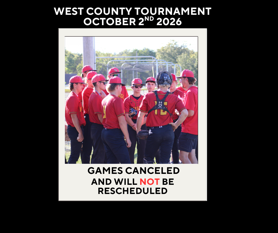 West County Tournament October 2nd 2026 Games canceled and will not be rescheduled