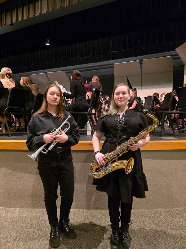 Students posing with their instruments