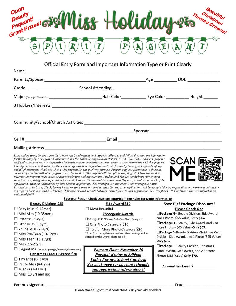 Miss Holiday Spirit Pageant