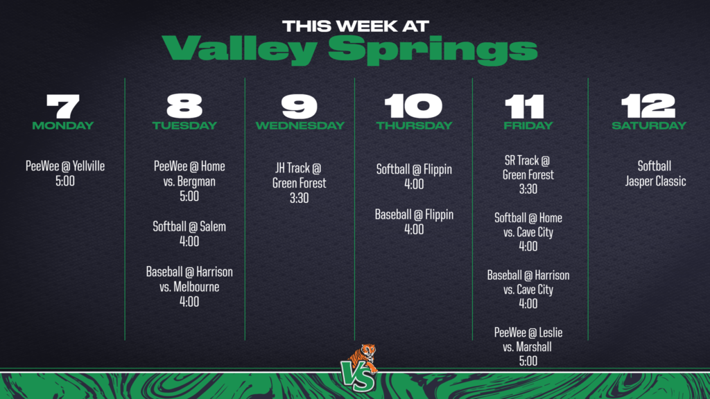 weekly schedule 4/7-4/12