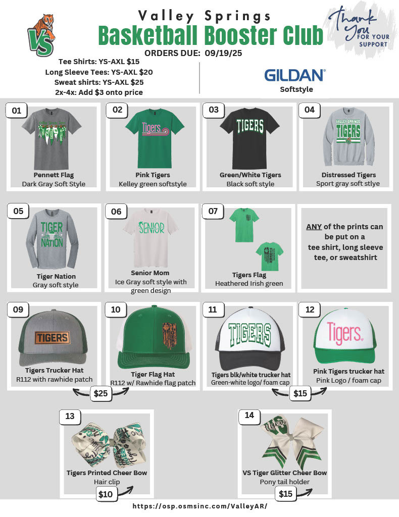 VS Booster Club T- Shirt Order Form