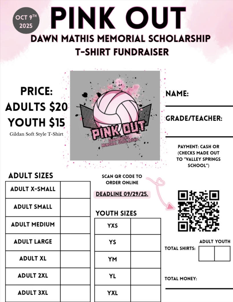 Order form Pink Out T-shirts Proceeds go to the Dawn Mathis Memorial Scholarship