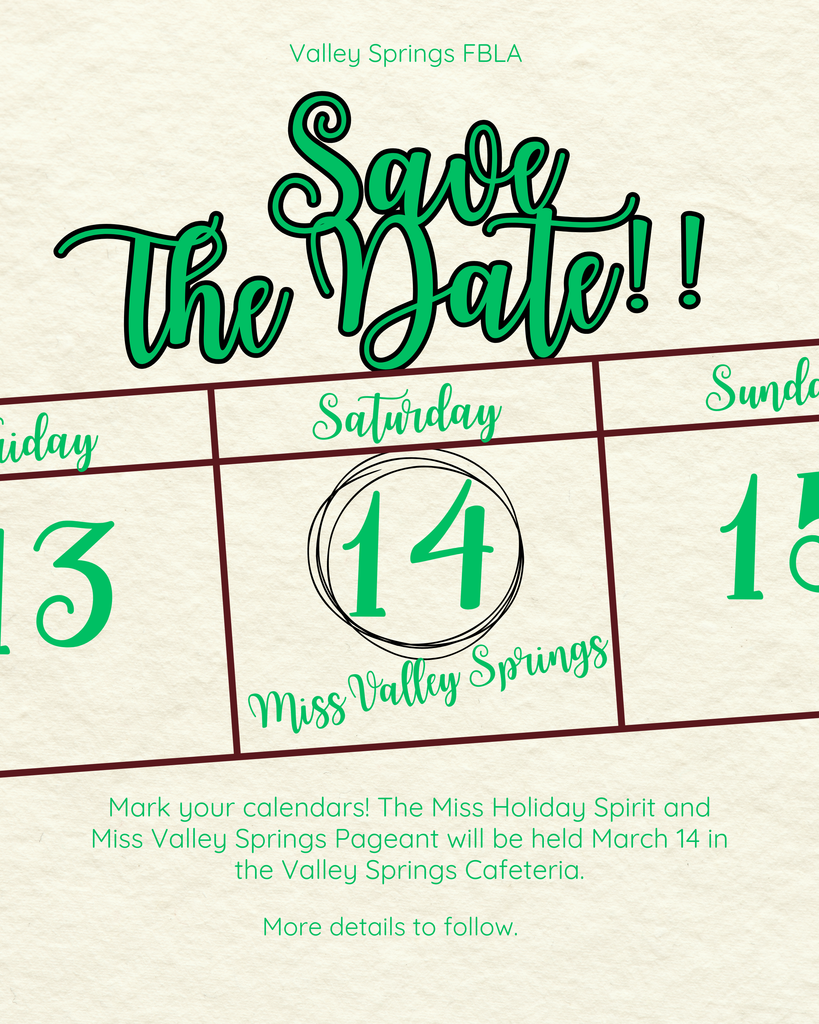Save the Date Miss Valley Springs