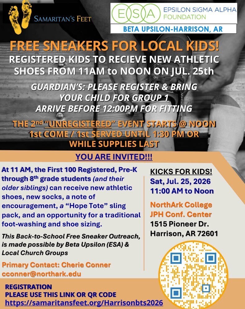 Flyer with information about Samaritans Feet event free shoes for pre-k thru 8th grade students