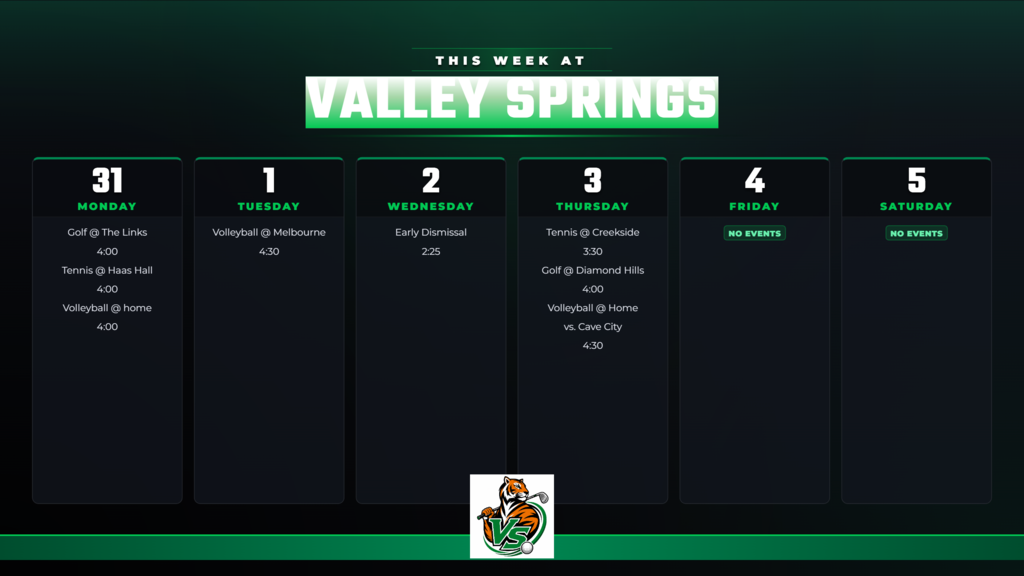 Weekly Schedule for 8/24-8/29