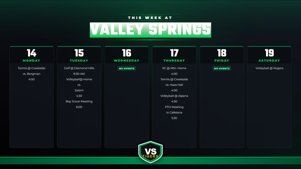 Weekly Schedule for 8/24-8/29