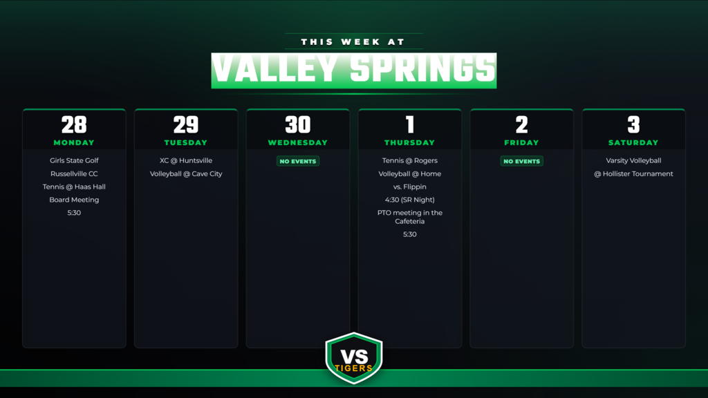 Weekly Schedule for 8/24-8/29