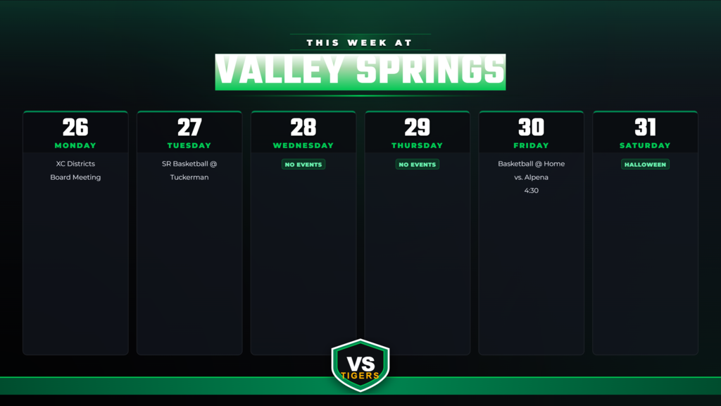 Weekly Schedule for 8/24-8/29