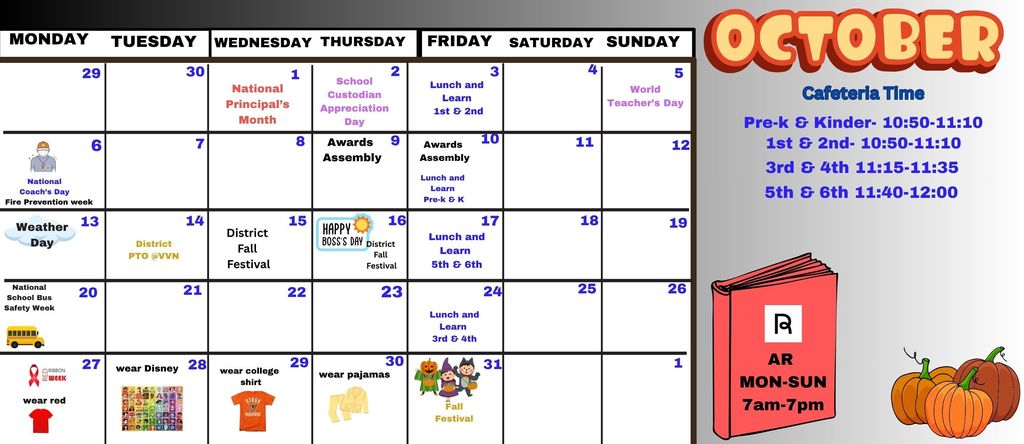 CALENDAR OCT