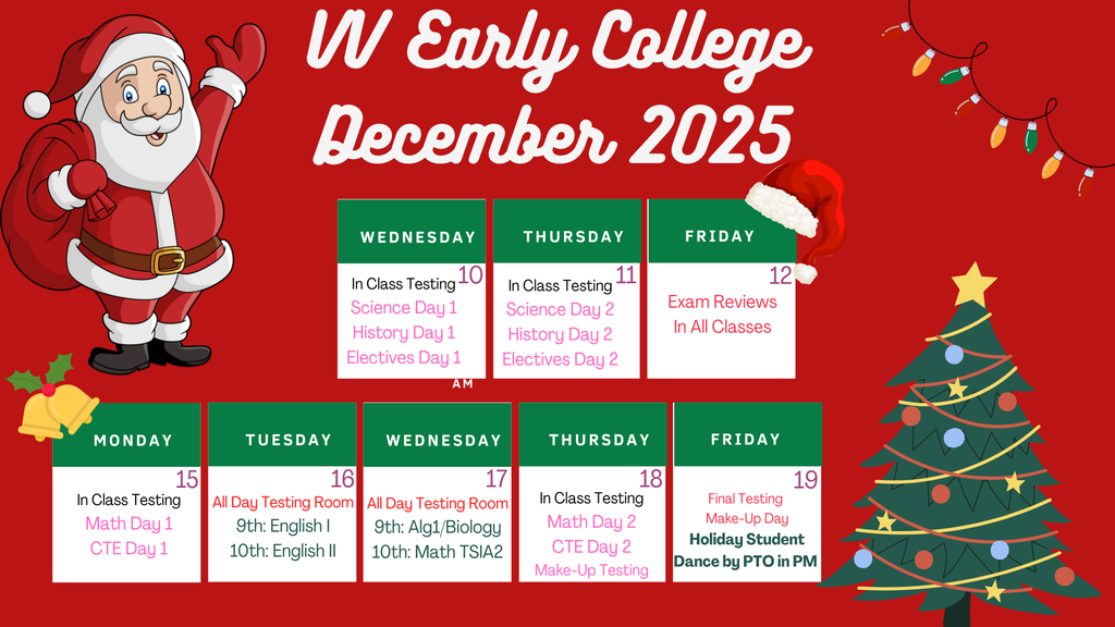 December Testing Schedule
