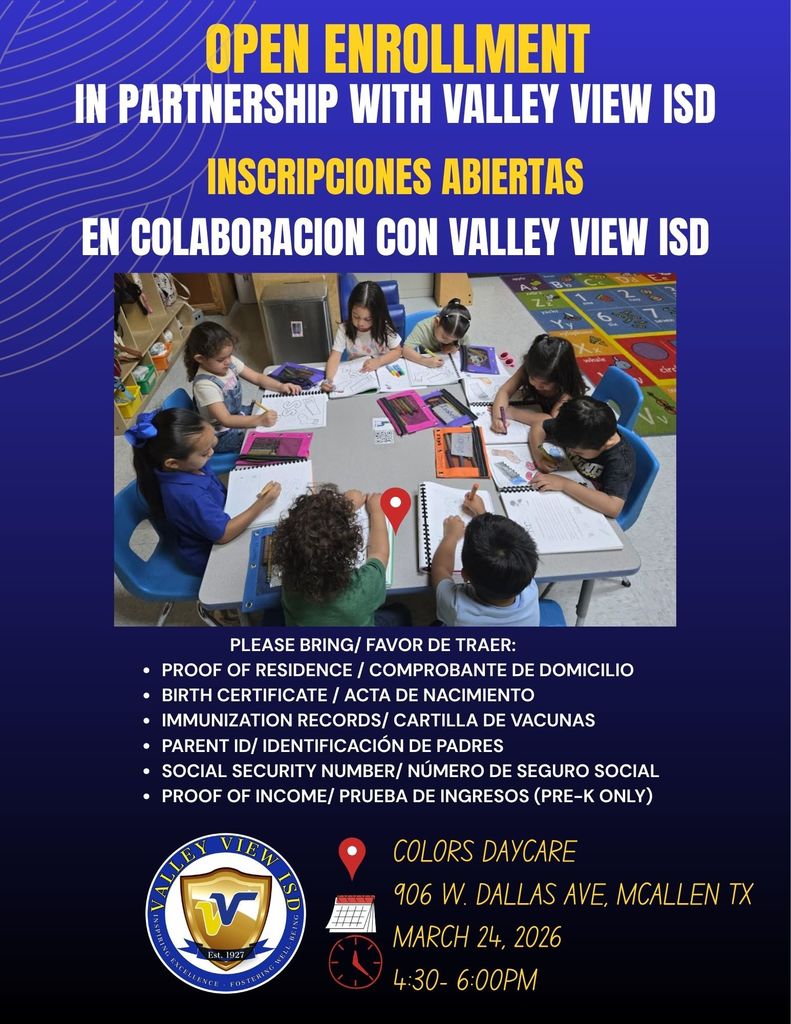 OPEN ENROLLMENT NEW TO DISTRICT- Colors Daycare