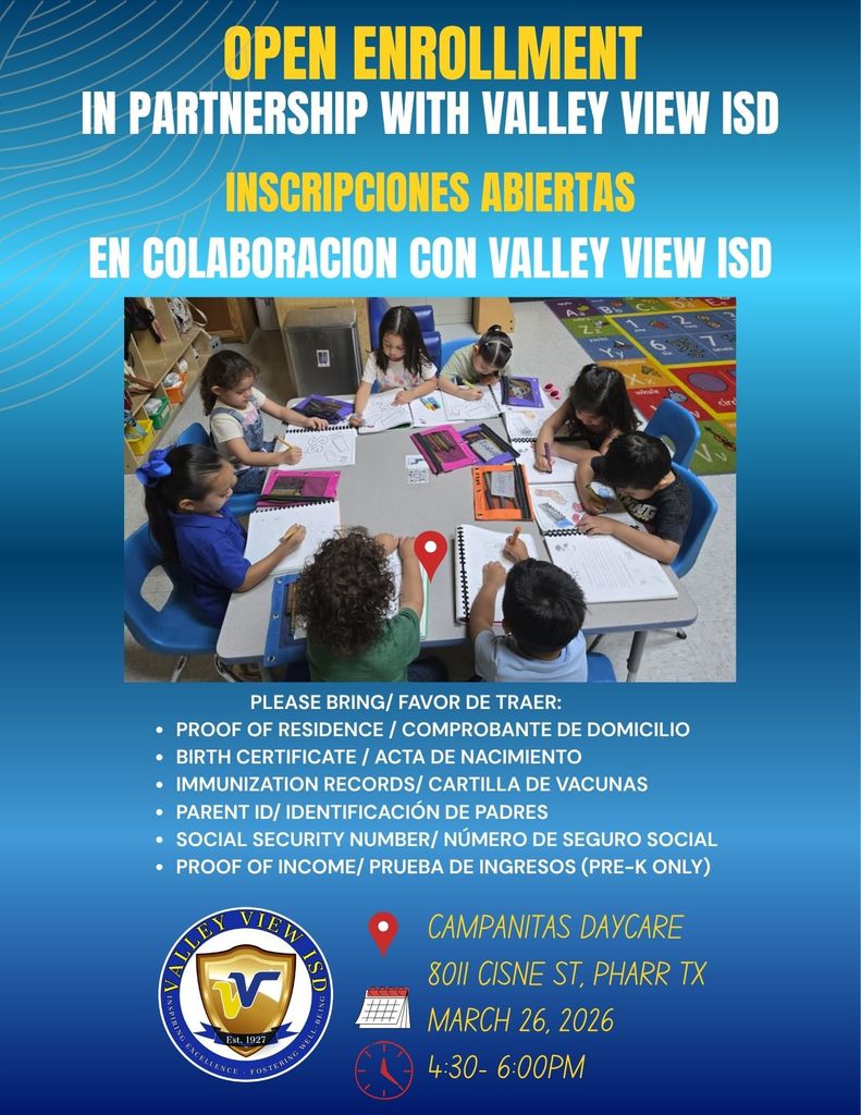 OPEN ENROLLMENT NEW TO DISTRICT- Campanitas Daycare