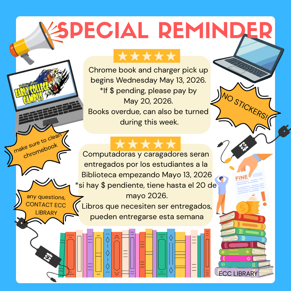 LIBRARY REMINDER/ RECORDATORIO DE BIBLIOTECA