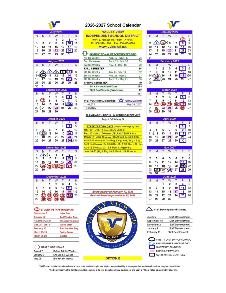 26-27 school calendar UPDATED