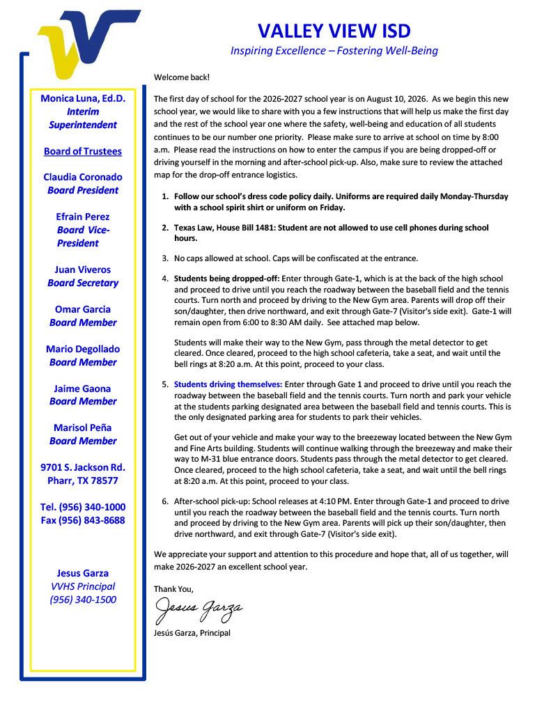 Welcome Back to School Reminders, Traffic safety Tips and Student Drop-Off & Pick Up Logistics  to Parents & Students 1