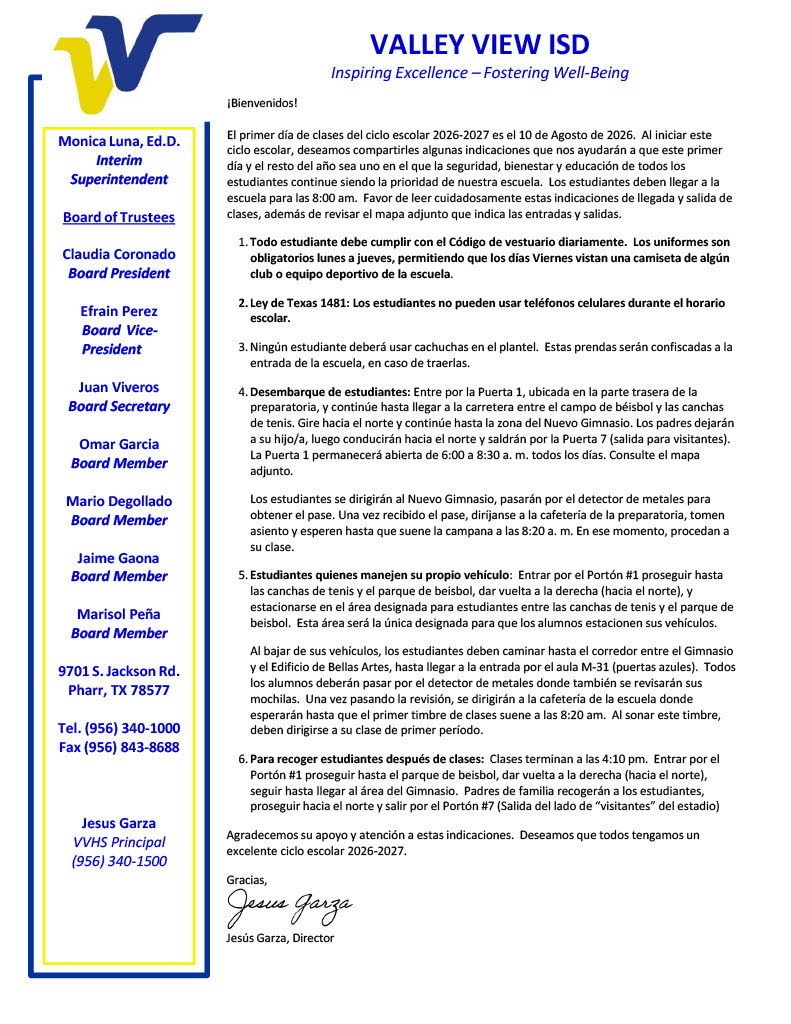 Welcome Back to School Reminders, Traffic safety Tips and Student Drop-Off & Pick Up Logistics  to Parents & Students 2