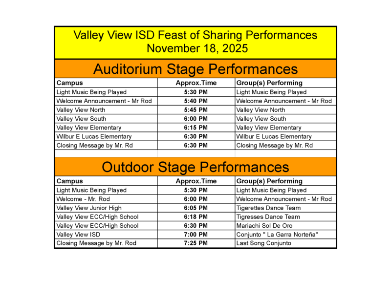Performance Schedule