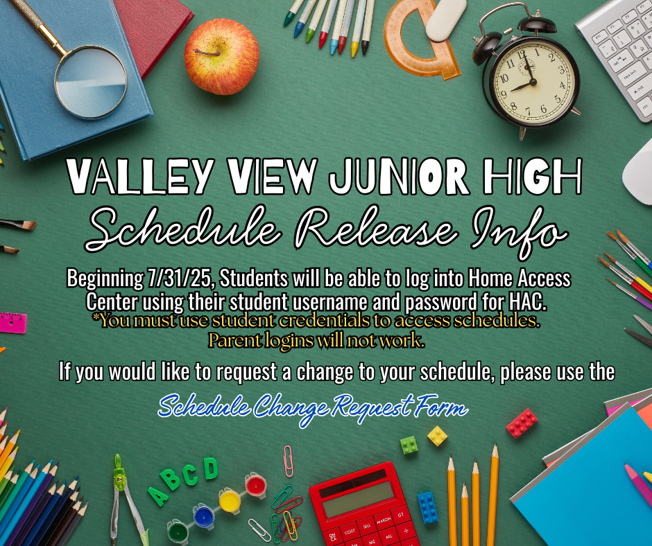 Valley View Schedudle Release Info.