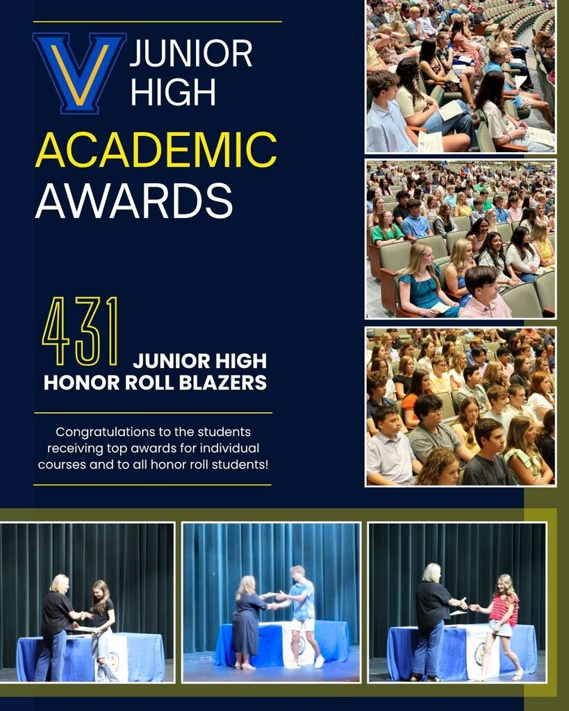selection of several photos of students at the academic awards assembly 