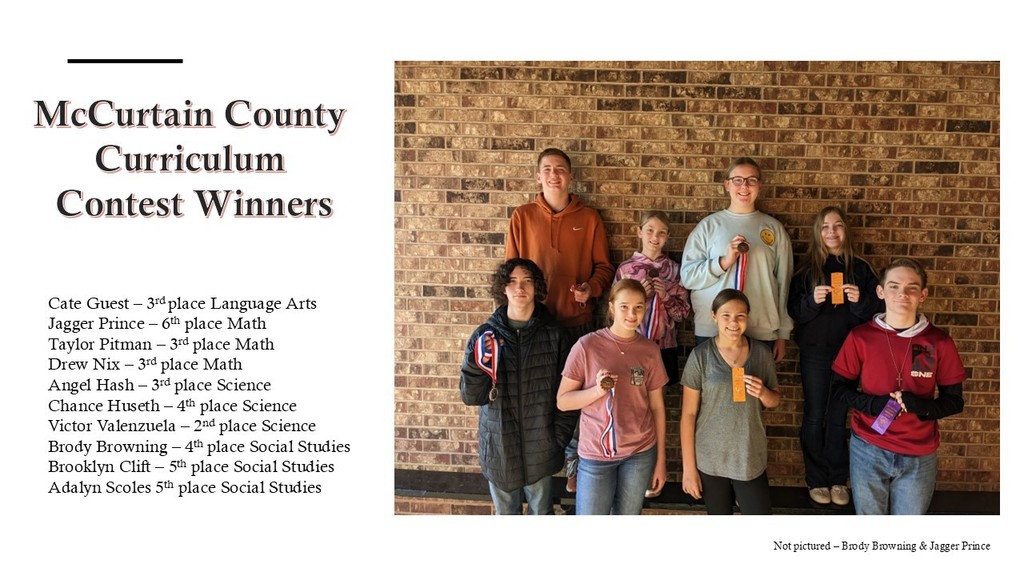McCurtain County Curriculum Contest Winners 2025