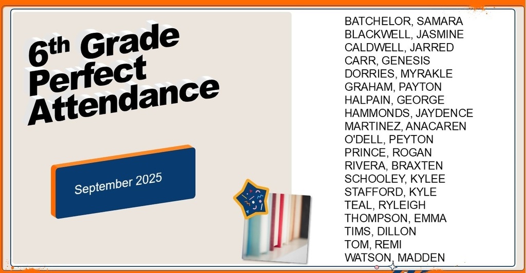 6th Perfect Attendance Students