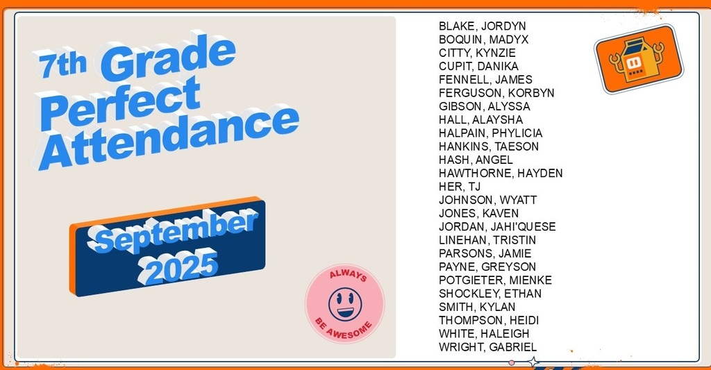 7th Perfect Attendance Students