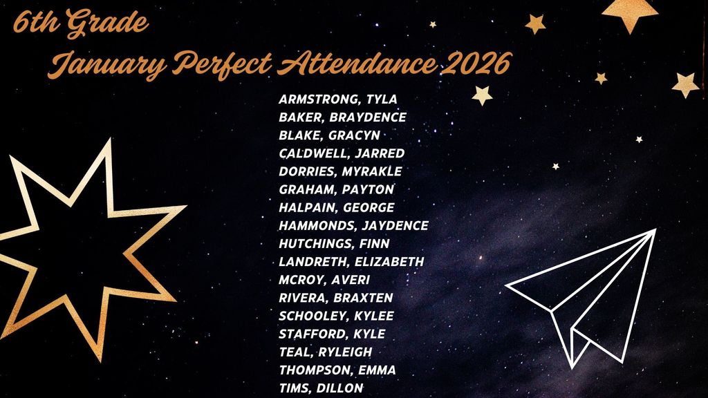 6th Grade January Attendance 2026