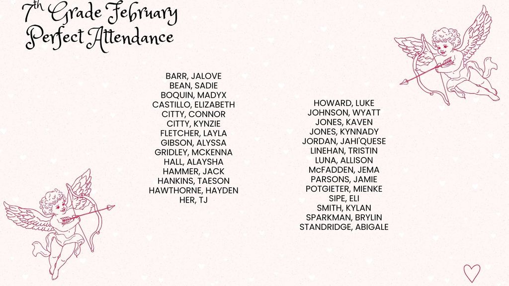 7th Grade February Attendance 2026